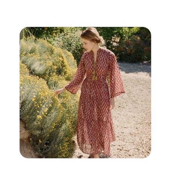 Doen Prem Maxi Dress in rust block print size L - Picture 1 of 4